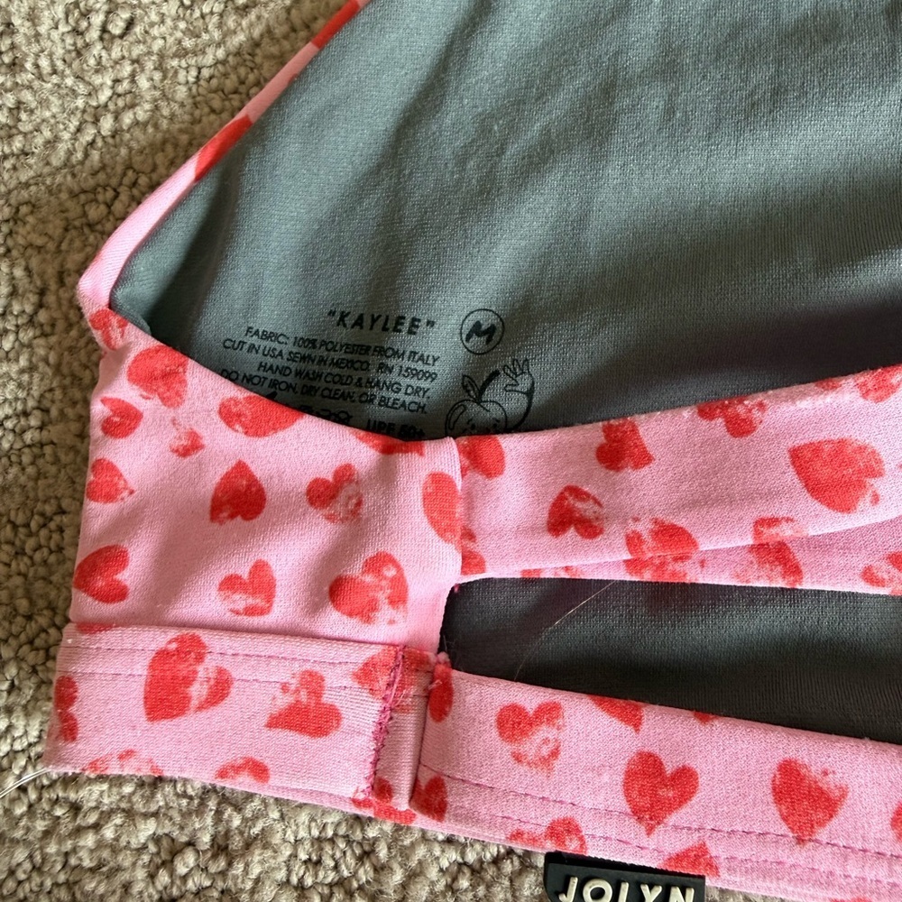 Jolyn Clothing Gray and Pink Bikini Andy bottoms Kaylee top. Medium. - Picture 7 of 8
